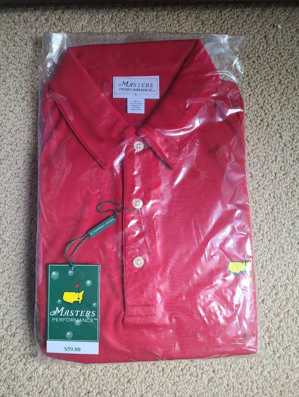 NEW NWT Men's Masters Performance Golf Red Polo Large